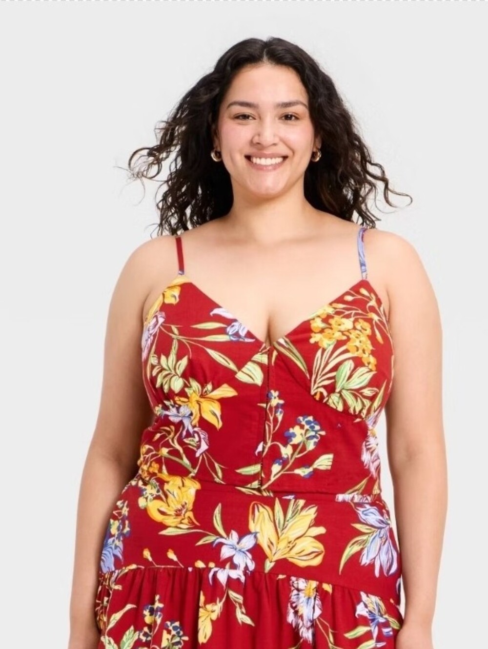 NwT/ Women's Luxe Linen Corset Top - A New Day™ Red Floral 1X